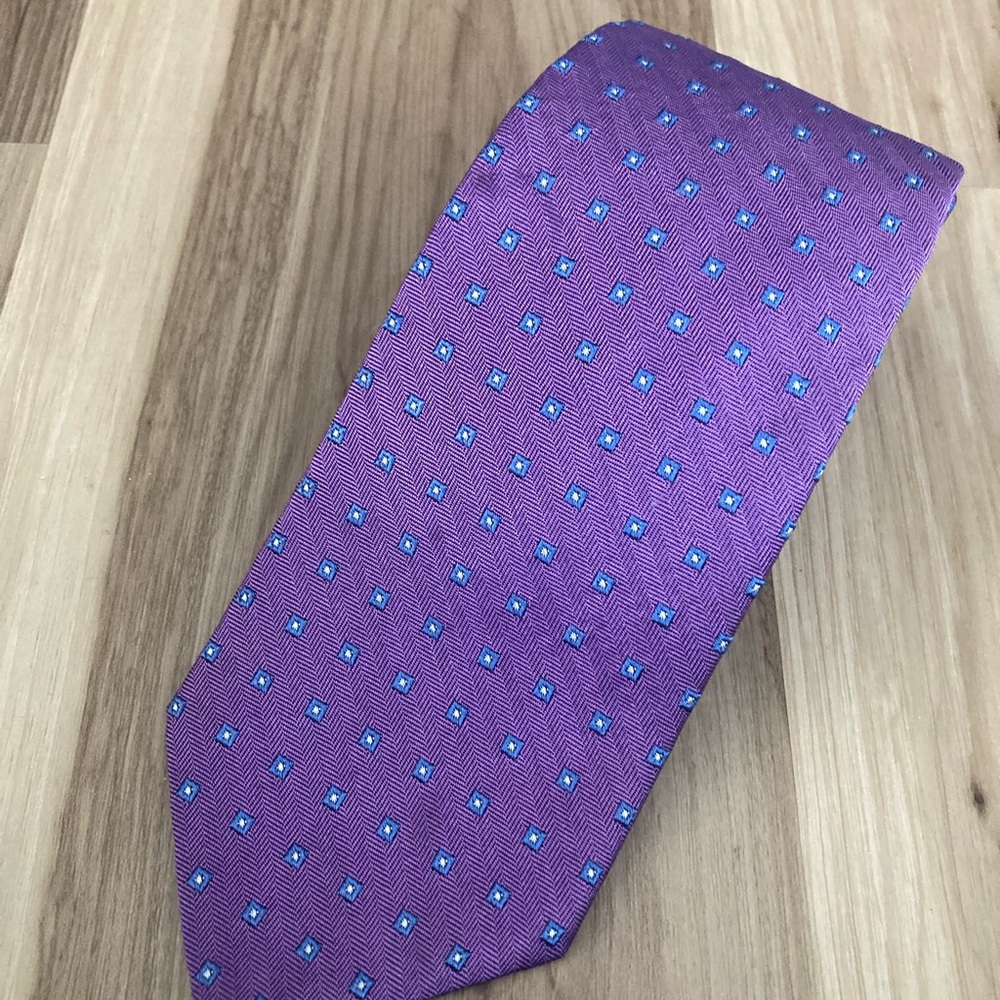 Brooks Brothers Mens 346 Silk Purple Square Preppy  Necktie